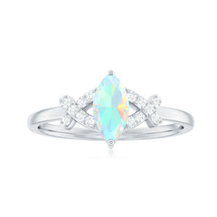 Natural Marquise Opal Diamond Engagement Ring with Certificate