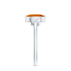 1/2 Carat Fire Opal Marquise Solitaire Ring with Diamond