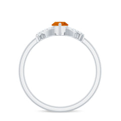 1/2 Carat Fire Opal Marquise Solitaire Ring with Diamond