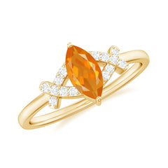 1/2 Carat Fire Opal Marquise Solitaire Ring with Diamond