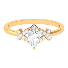 1 CT Marquise Cut Zircon Engagement Ring with Split Shank
