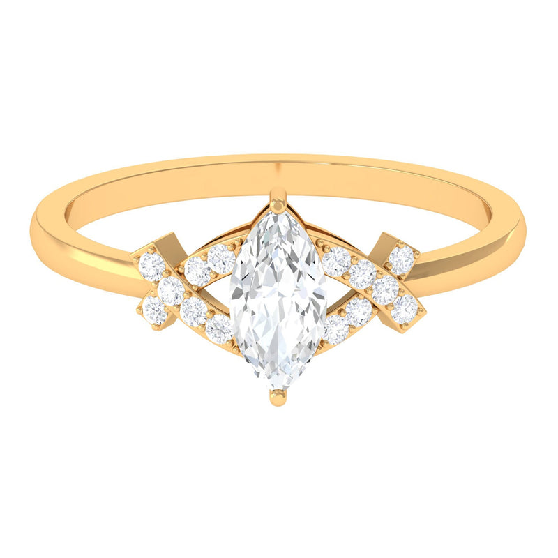 1 CT Marquise Cut Zircon Engagement Ring with Split Shank