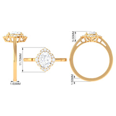2.25 CT Prong Set Oval Zircon Flower Engagement Ring