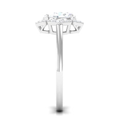 2.25 CT Prong Set Oval Zircon Flower Engagement Ring