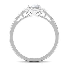 2.25 CT Prong Set Oval Zircon Flower Engagement Ring