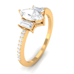 1.25 CT Zircon Three Stone Engagement Ring with Side Stones