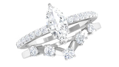 1.25 CT Marquise and Round Cut Zircon Solitaire Bridal Ring Set