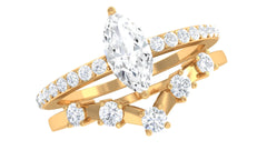 1.25 CT Marquise and Round Cut Zircon Solitaire Bridal Ring Set