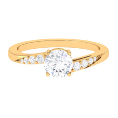 Solitaire Cubic Zirconia Bypass Engagement Ring in Gold