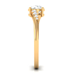 Solitaire Cubic Zirconia Bypass Engagement Ring in Gold