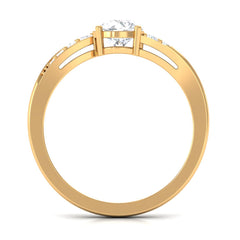 Solitaire Cubic Zirconia Bypass Engagement Ring in Gold