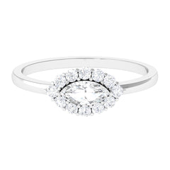 1 CT Marquise Cut Zircon East West Engagement Ring
