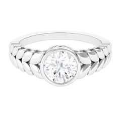 Bezel Set Zircon Gold Leaf Engagement Ring