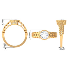 Bezel Set Zircon Gold Leaf Engagement Ring