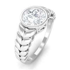 Bezel Set Zircon Gold Leaf Engagement Ring