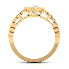 Bezel Set Zircon Gold Leaf Engagement Ring