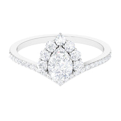 Cubic Zirconia Crown Engagement Ring in Gold