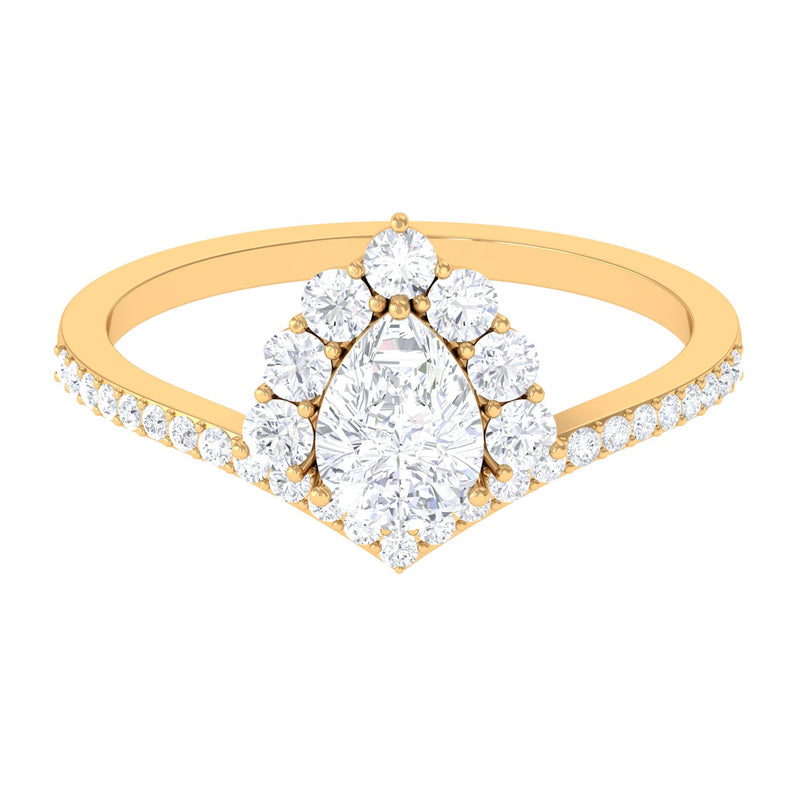 Cubic Zirconia Crown Engagement Ring in Gold