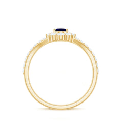 1.25 CT Oval Cut Blue Sapphire and Diamond Chevron Ring