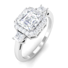 Asscher Cut Zircon Statement Engagement Ring