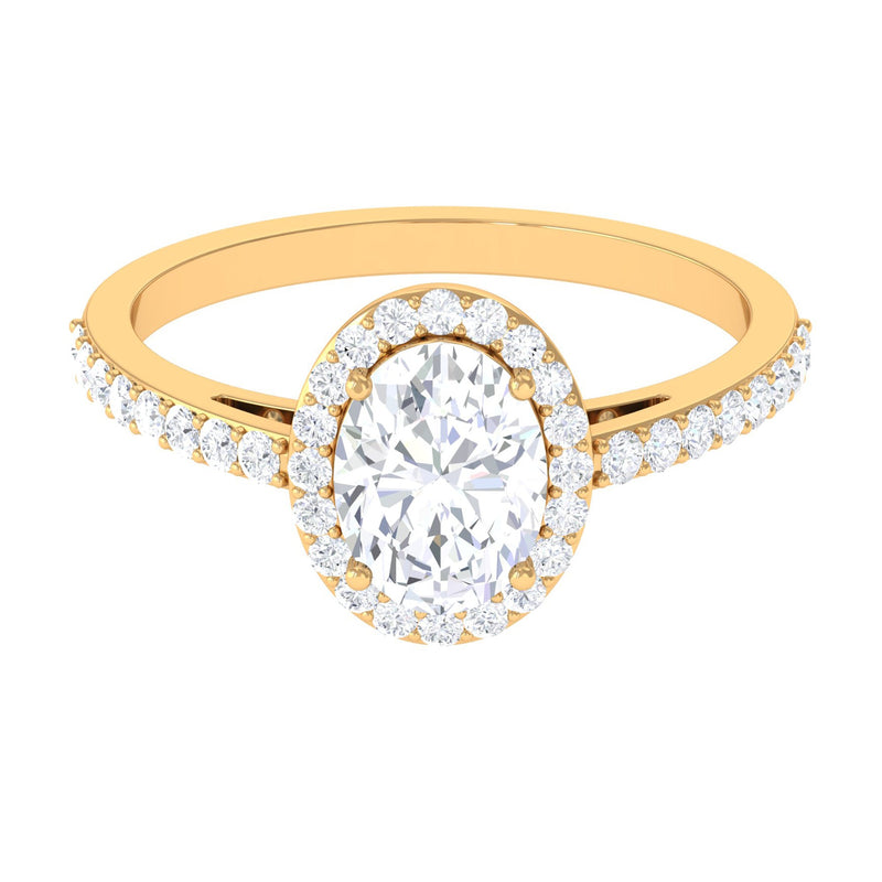 2.75 CT Simple Zircon Oval Engagement Ring with Halo