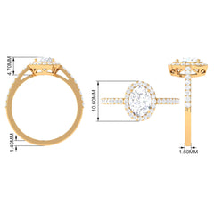 2.75 CT Simple Zircon Oval Engagement Ring with Halo