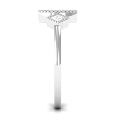 Beaded Bezel Set Zircon Three Stone Engagement Ring