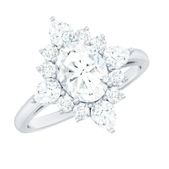 3 CT Oval Zircon Statement Engagement Ring in Gold