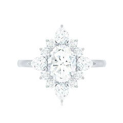 3 CT Oval Zircon Statement Engagement Ring in Gold
