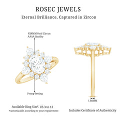 3 CT Oval Zircon Statement Engagement Ring in Gold