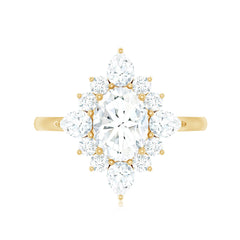 3 CT Oval Zircon Statement Engagement Ring in Gold