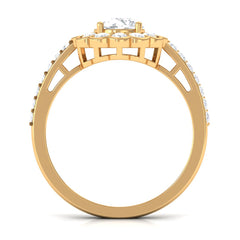 Cubic Zirconia Flower Engagement Ring with Side Stones