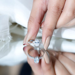 2.25 CT Oval Cut Solitaire Zircon Engagement Ring with Side Stones
