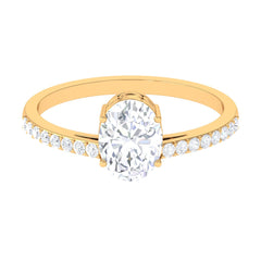 2.25 CT Oval Cut Solitaire Zircon Engagement Ring with Side Stones