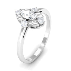 1/2 CT Marquise Zircon Engagement Ring in Gold Textured