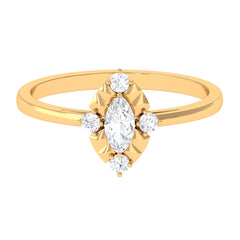 1/2 CT Marquise Zircon Engagement Ring in Gold Textured