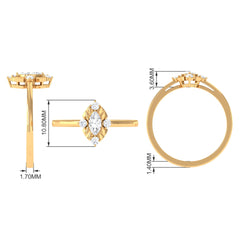 1/2 CT Marquise Zircon Engagement Ring in Gold Textured