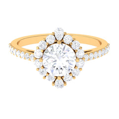 2.25 CT Zircon Halo Engagement Ring in Gold