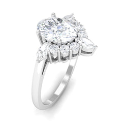 2.75 CT Oval Zircon Unique Engagement Ring in Gold