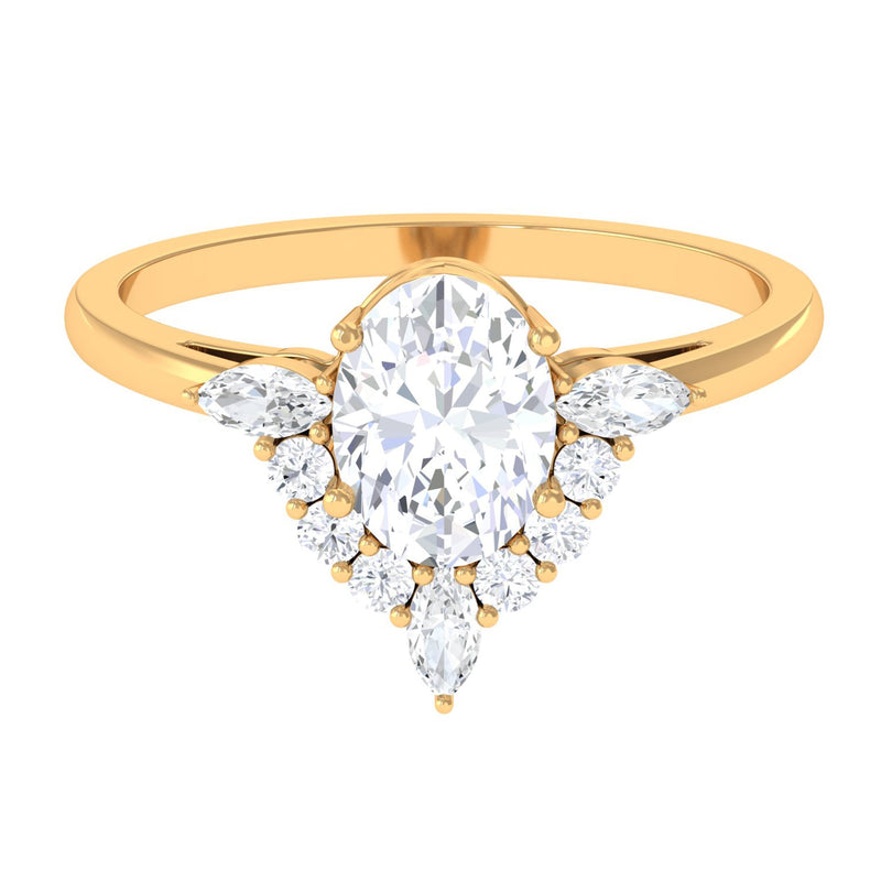 2.75 CT Oval Zircon Unique Engagement Ring in Gold