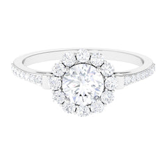 1.75 CT Round Zircon Halo Engagement Ring in Gold