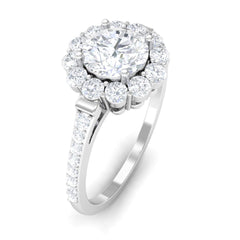 1.75 CT Round Zircon Halo Engagement Ring in Gold