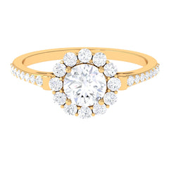 1.75 CT Round Zircon Halo Engagement Ring in Gold
