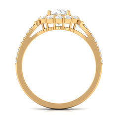 1.75 CT Round Zircon Halo Engagement Ring in Gold