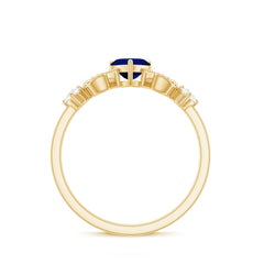 3/4 CT Minimal Blue Sapphire Heart Engagement Ring with Diamond