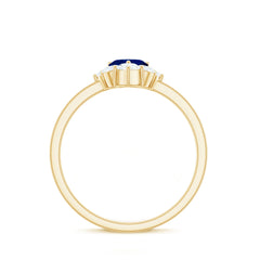 1 CT Heart Blue Sapphire Promise Ring with Diamond Accent