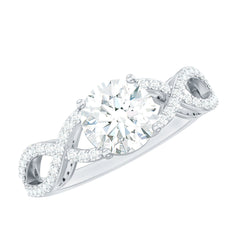 1.75 CT Round Cut Solitaire Zircon Crossover Engagement Ring
