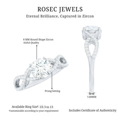 1.75 CT Round Cut Solitaire Zircon Crossover Engagement Ring