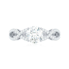 1.75 CT Round Cut Solitaire Zircon Crossover Engagement Ring