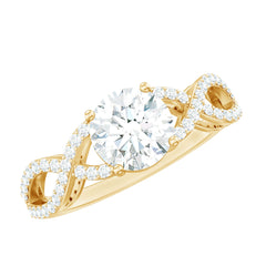 1.75 CT Round Cut Solitaire Zircon Crossover Engagement Ring